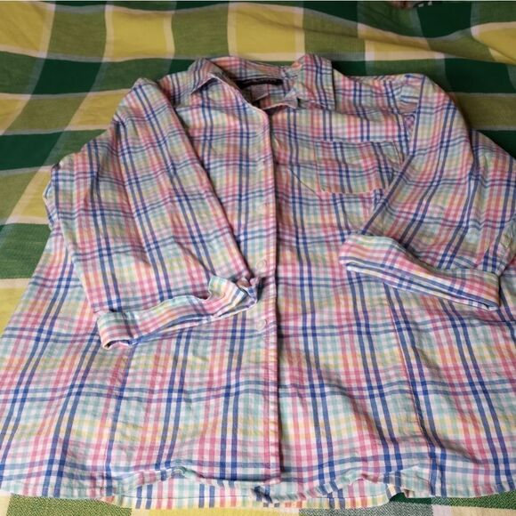Sag Harbor Dressy XL Button Up 3/4 Sleeve Multicolored Pocket Women's Shirt - Picture 1 of 9